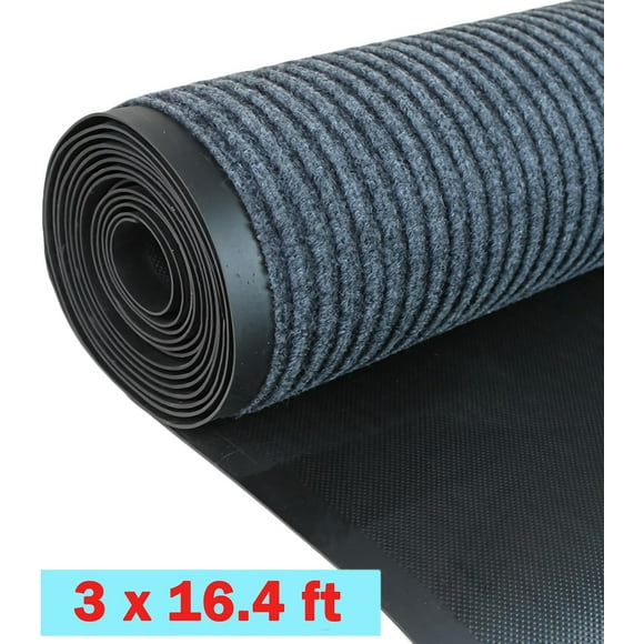 Petoto 16.4 x 3ft Commercial Carpet Runner Rug for Living Room, Non-Slip Front Door Mat Indoor Outdoor Rug Office Rug, Gray