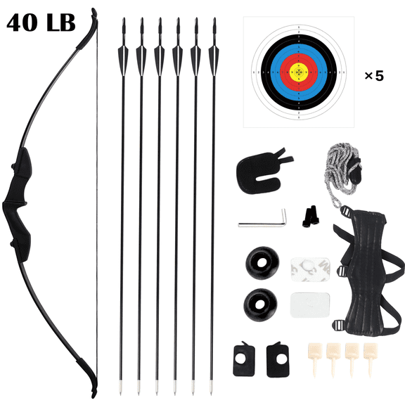 Petoto 51" Recurve Bow and Arrow for Adults, 40lb Black Takedown Recurve Bow Set, Archery Set for Left and Right Handed Outdoor Target Practice