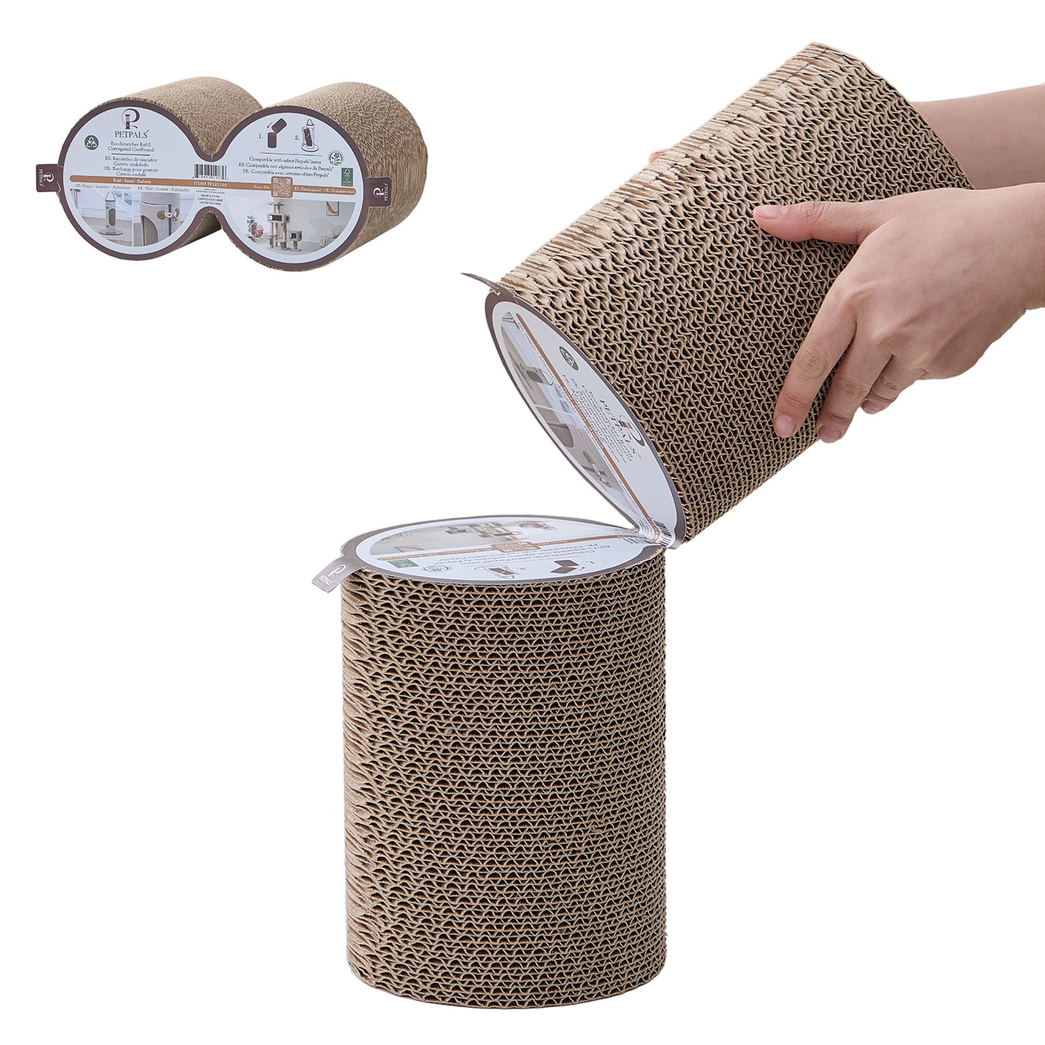 Petpals 2-Pack Eco-Scratcher Corrugated Cardboard Scratcher Refill, Refresh Petpals Cat Tree and Scratcher