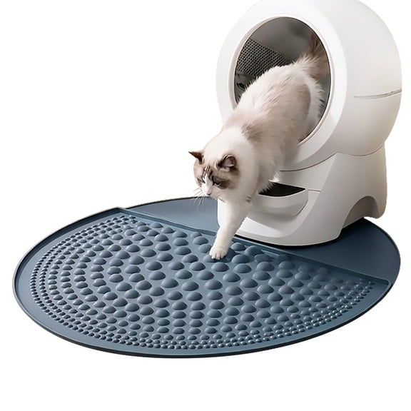 Petpals Air Bubble Cat Paw Scrub Litter Mat,32" Round Cat Litter Trapping Mat, for Double Litter Boxes, Grey