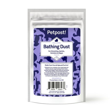 Petpost | Chinchilla Bath Dust for Small Animals - Natural, Pure Cleansing Pumice Sand for Cleaning Degus, Hamsters, & Gerbil