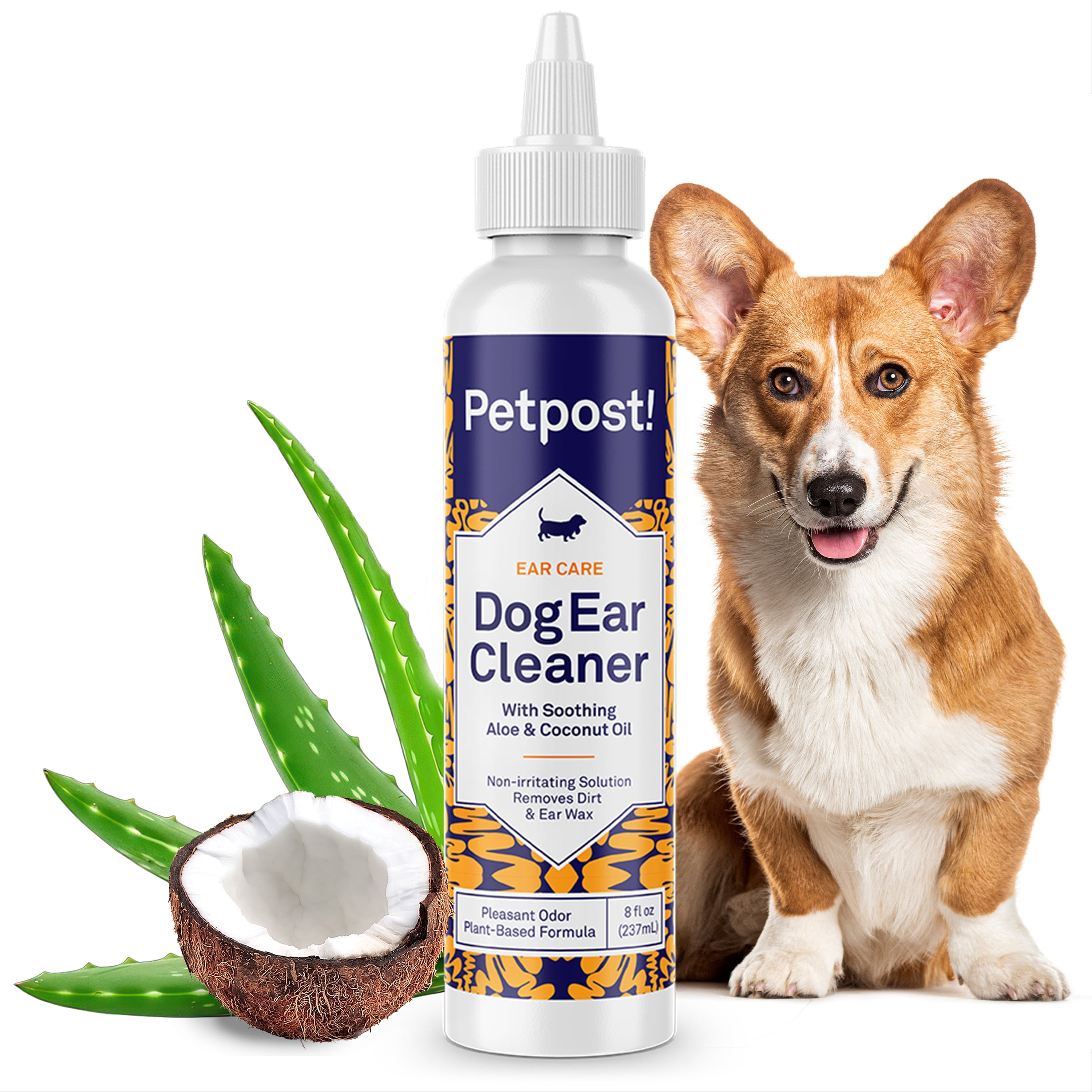 Petpost Dog Ear Cleaner Solution - Natural Coconut Oil & Aloe Drops for Dogs - Gentle Cleanser for Wax, Odor & Itchy Ears - Alcohol-Free, Vet-Approved - 8 oz
