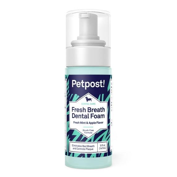 Petpost | Fresh Breath Foam for Dogs - Mint & Apple Flavored Dental Solution that Kills Bad Breath - Natural Tooth Cleaning Treatment