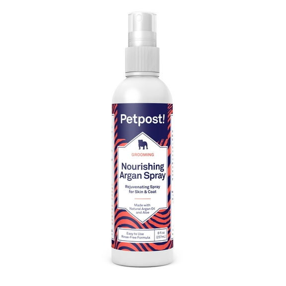 Petpost | Waterless Argan Shampoo Spray for Dogs with Sensitive Skin - Naturally Nourishing Coat Cleaner & Deodorizer for Healthier, Shinier Fur - Rinse Free Formula