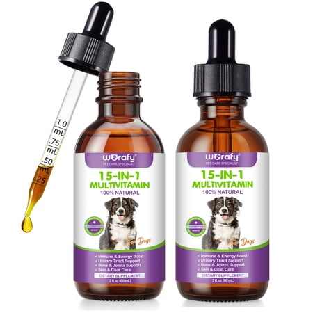 Petpya 15-In-1 Dog Multivitamin 2PC– Supports Immune System, Joint & Hip Health, Urinary-Tract Support Skin & Coat Care Energy Boost 60ml
