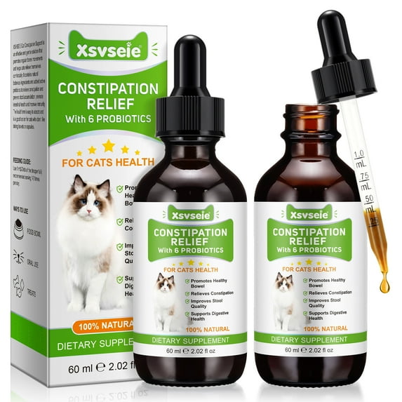 Petpya 2PCS Cat Laxative - Constipation Relief for Cats -Liquid Herbal Supplements for Cats - Cat Stool Softener, Natural safety Formula,Promotes Digestive Health,Cat Constipation Relief - 2 fl oz