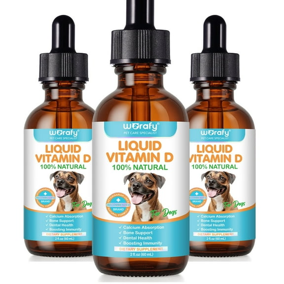 Petpya 3 Pack Dog Vitamin D Drops – Joint & Hip Support, Dental Care, Immunity Booster – Fast-Absorbing Dental Care for Dogs Teeth 60Ml
