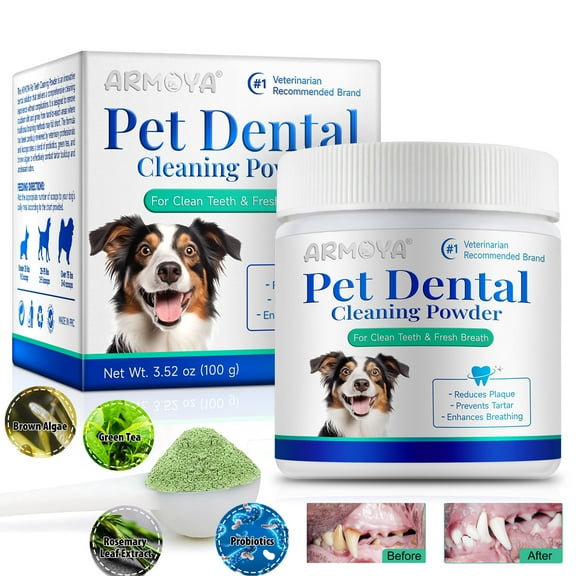 Petpya Dental Powder for Dogs Teeth - Dog Dental Powder - Pet Dental Cleaning Powder - Dog Plaque & Tartar Remover - Reduce Bad Breath - Teeth Cleaning Made Easy - Dog Grooming - Pet's Oral Care