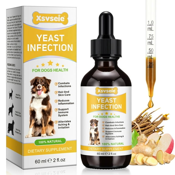 Petpya Dog Natural Yeast Infection Relief,Itchy Ears,Skin & Allergy Symptoms Relief - Reduces Inflammation & Relieves Irritation,Yeast Ear Infection Drops for Dog, Coat & Skin Health Support 2 oz
