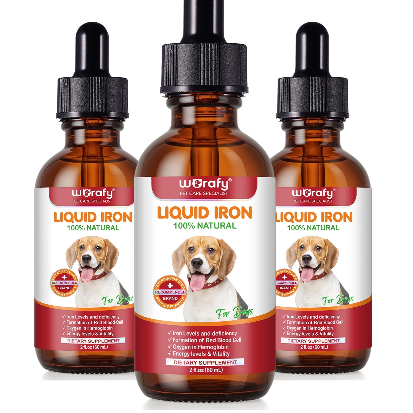 Petpya Iron Supplement for Dogs 3PC with B12 & Folate – Promotes Red Blood Cells, Fights Fatigue & Supports Recovery Dog Appetite Booster 60ml