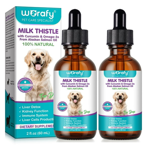 Petpya Milk Thistle Dogs 2PC Organic Liver Support for Dogs, Detox & Kidney with Antioxidants & Silymarins, Boost Immunity 60ML