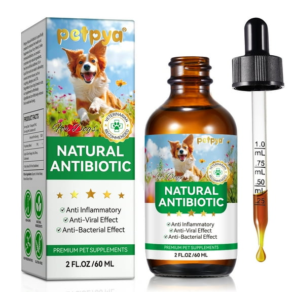 Petpya Natural Dogs Antibiotic,Supplies Antibiotics for Dogs,Sneezing, Anti Inflammatory, Viral, Fungal, Bacterial,Relieve Dog Itching,Support Immune ,Pet Antibiotics - Bacon Flavor (2pack)