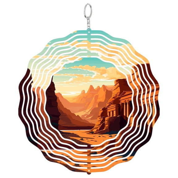 Petra Jordan Treasury 3D Wind Spinner Stainless Steel Kinetic Decor Garden Art Gift For World Wonder Fan