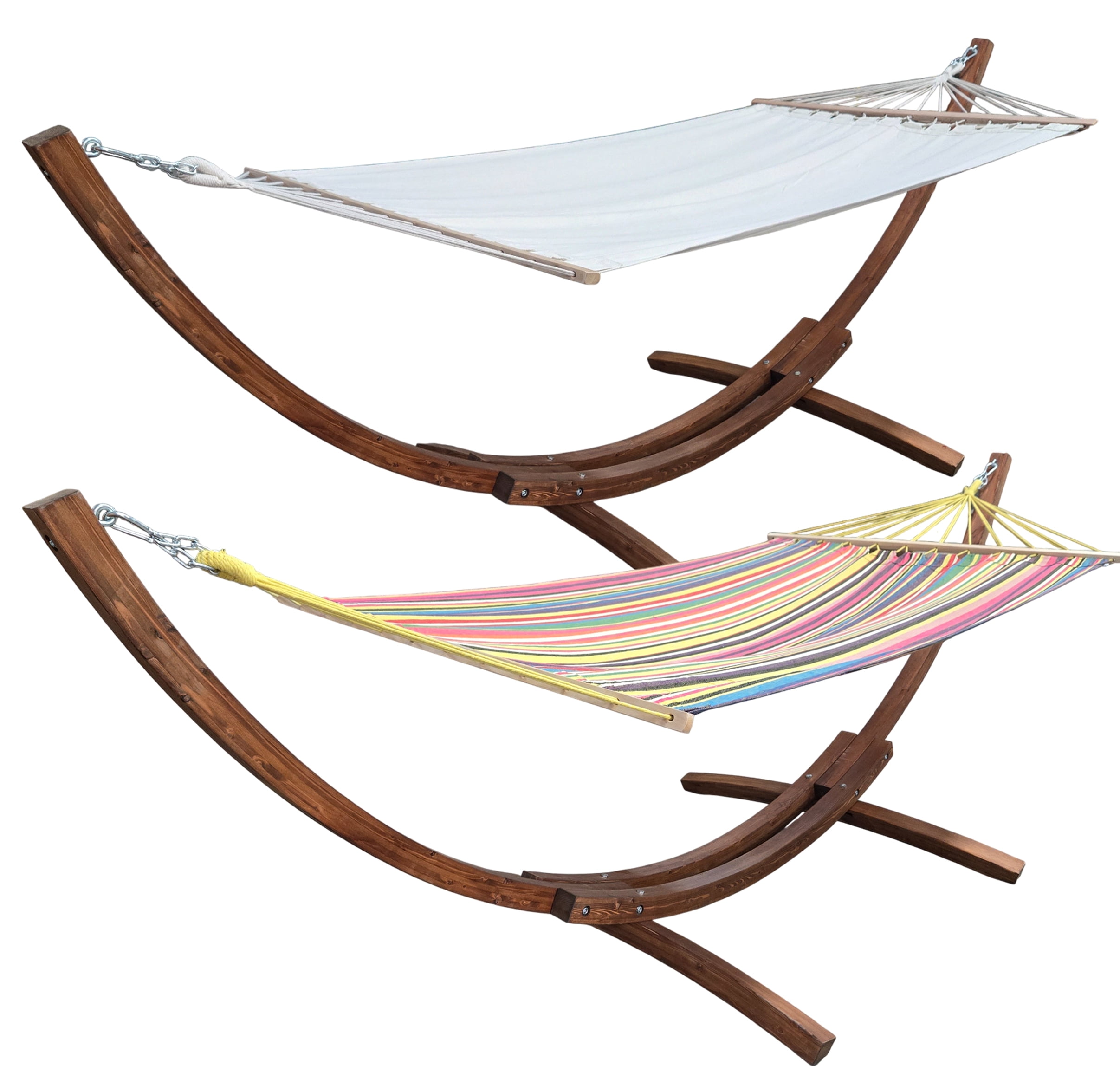 Petra Leisure 10FT Wood Hammock Stand with Bed, Teak-Stain – Water