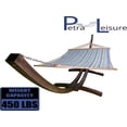 thumbnail image 1 of Petra Leisure 14 Ft. Coffee Stain Wooden Arc Hammock Stand + Quilted Teal/Yellow Color, Double Padded Hammock Bed. 2 Person Bed. 450 LB Capacity, 1 of 6