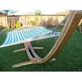 thumbnail image 1 of Petra Leisure 14 Ft. Natural Stain Wooden Arc Hammock Stand + Quilted Teal/Yellow Color, Double Padded Hammock Bed. 2 Person Bed. 450 LB Capacity, 1 of 3