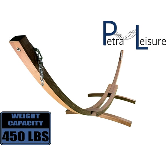 Petra Leisure 14 Ft. Wooden Arc Hammock Stand. 450 LB Capacity. Teak Stain Finish.