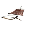 thumbnail image 1 of Petra Leisure 15 Ft. Indoor/Outdoor Heavy Duty Textured Bronze Steel Arc Hammock Stand & Premium Quilted Hammock Bed w/Pillow.(Elegant Flower), 1 of 1
