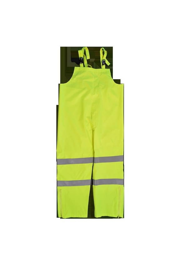 LBIP-CE-3X ANSI Class E Water proof Bib Rain Pants, Lime Poly Oxford - 3X