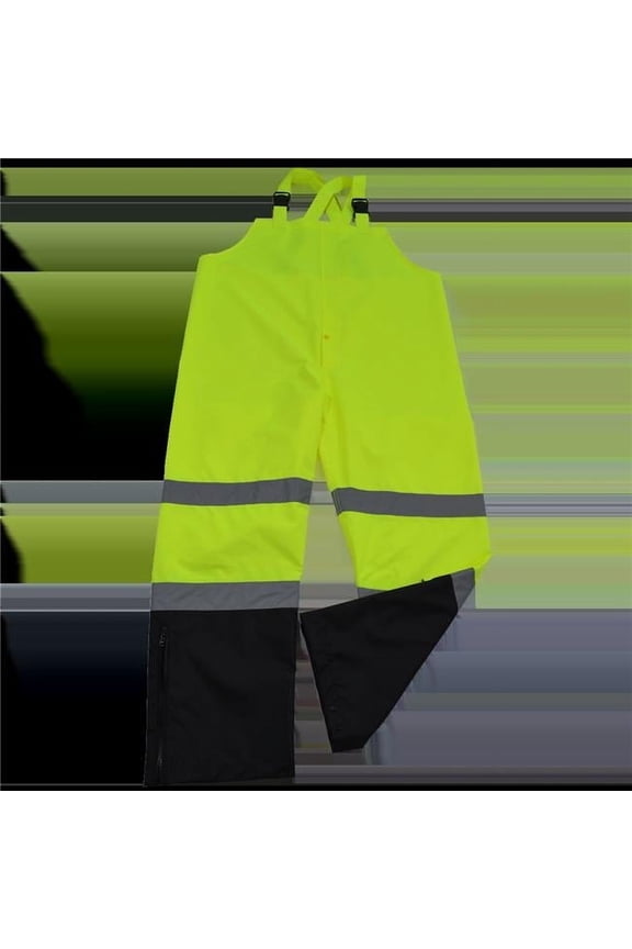 ANSI/ISEA Class E Water and Wind Proof Bib Pants, Color: Lime/Black, Size: XX-Large