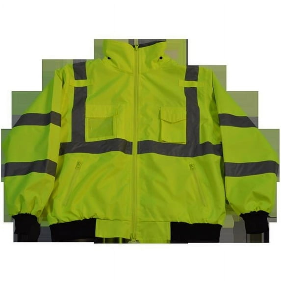 Petra Roc LBJ-C3-5X Jacket Lime ANSI-ISEA & EN471 Class 3 Waterproof Bomber Jacket with Removable Fleece Liner, 5X