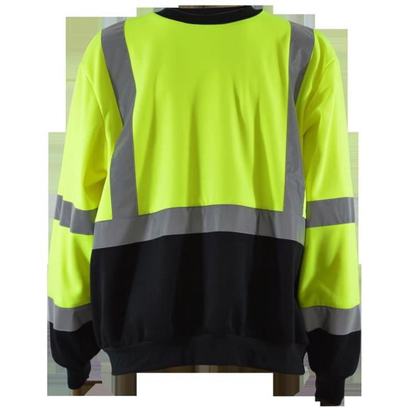 Petra Roc LBCSW-C3-5X Sweatshirt Crew Neck Two Tone Ansi Class 3, Lime & Black - 5X