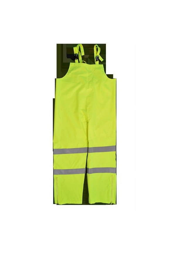 LBIP-CE-4X ANSI Class E Water proof Bib Rain Pants, Lime Poly Oxford - 4X