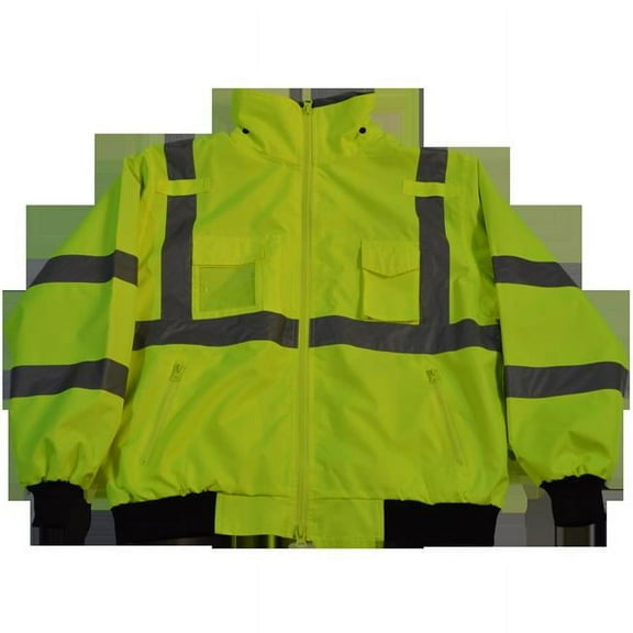 Petra Roc LBJ-C3-S Jacket Lime ANSI-ISEA & EN471 Class 3 Waterproof Bomber Jacket with Removable Fleece Liner, Small