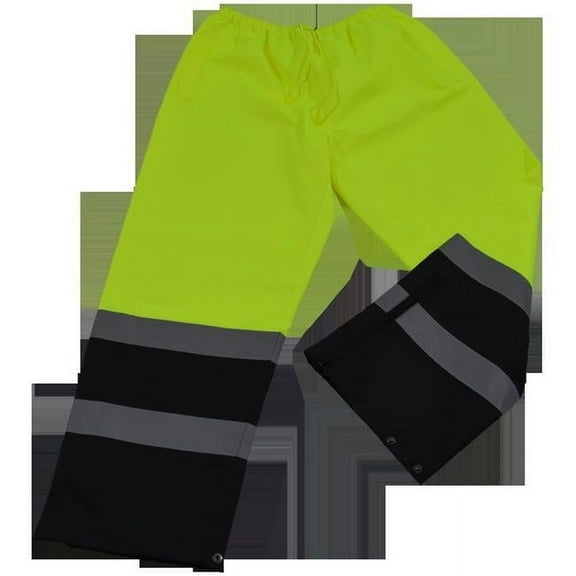 Petra Roc LBPP-CE-5X Rain Pants ANSI-ISEA 107-2004 Class E Waterproof Drawstring, Lime & Black - 5X