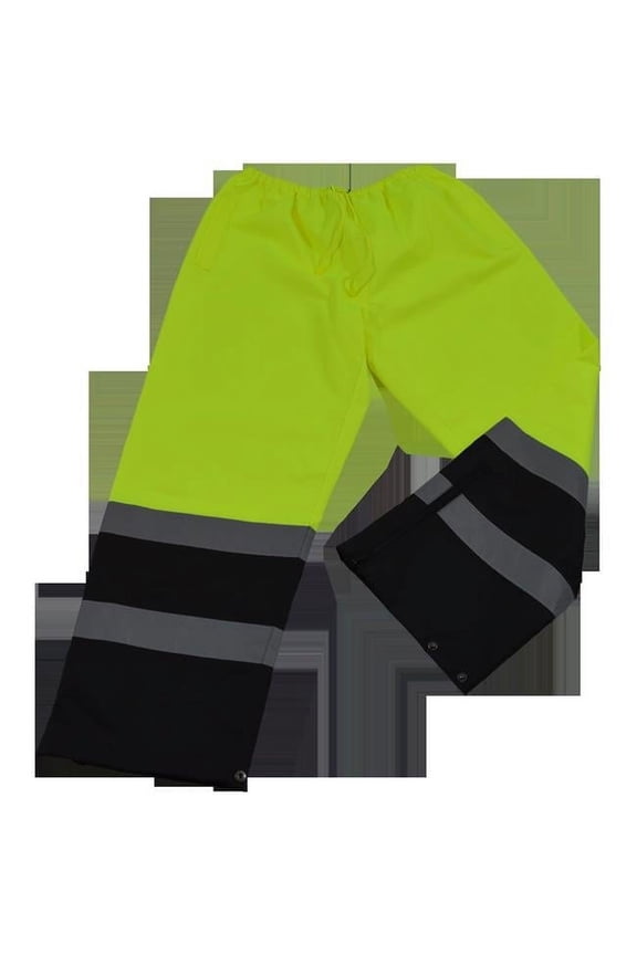LBPP-CE-S Rain Pants ANSI-ISEA 107-2004 Class E Waterproof Drawstring, Lime & Black - Small