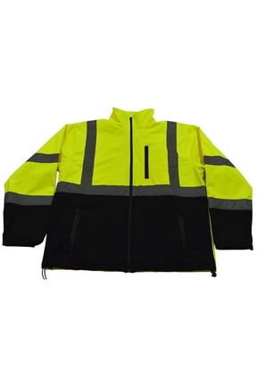 LBSFJ1-C3-M ANSI 107-2015 Class 3 Two Tone Bottom Water Resistant Soft Shell Jacket, Lime & Black - Medium