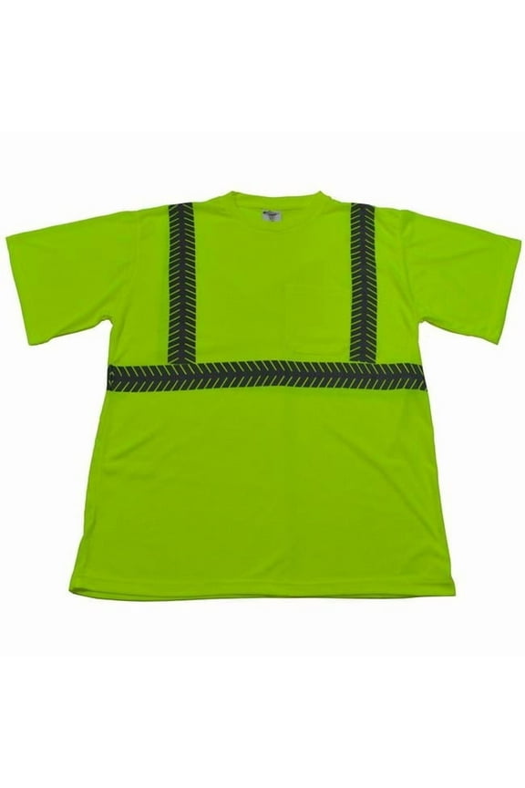 LJTS2-S ANSI Class 2 Lime Jersey Knit Pocket Short Sleeve T-Shirt, Small