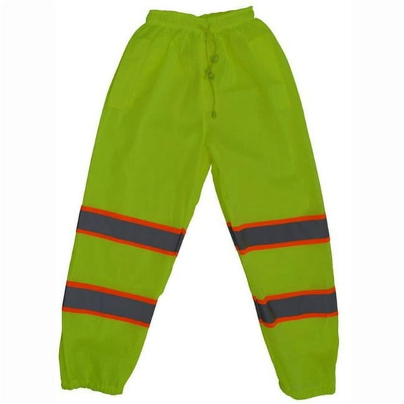 Petra Roc LMPO-CE-S-M 2 in. Lime Mesh Traffic Pants & Orange Contrast Binding Silver Reflective Tapes Ansi Class E, Small & Medium