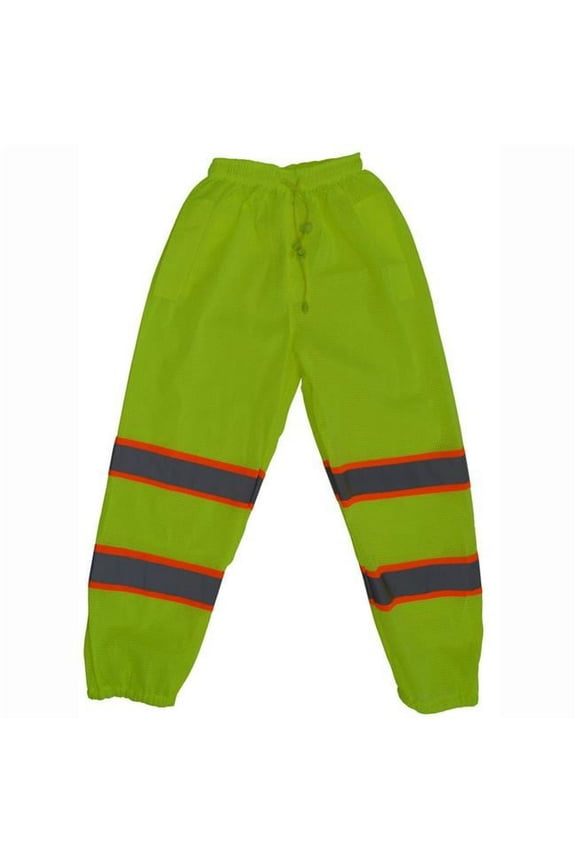 LMPO-CE-S-M 2 in. Lime Mesh Traffic Pants & Orange Contrast Binding Silver Reflective Tapes Ansi Class E, Small & Medium