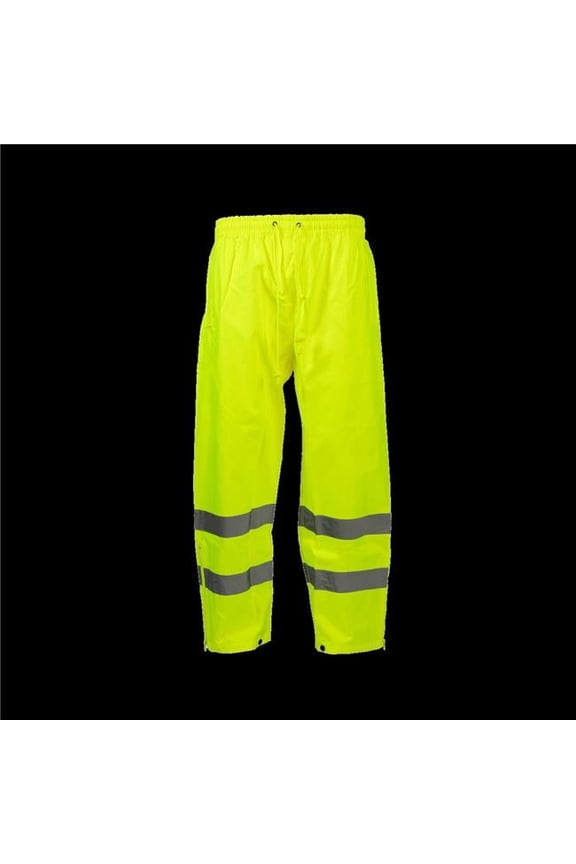 LPP-CE-XS High-Vis Lime Draw String Rain Pants Ansi Class E, Waterproof - Extra Small