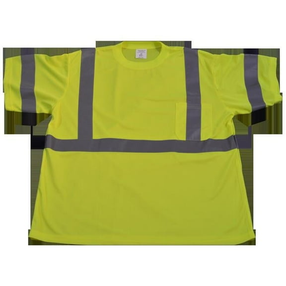 Petra Roc LTS3-M Ansi Class 2 Lime Jersey Knit Pocket Short Sleeve T-Shirt, Lime - Medium