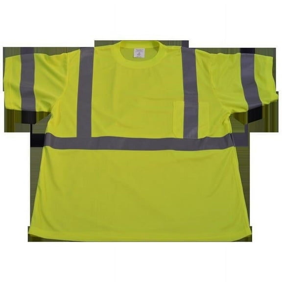 Petra Roc LTS3-XL Ansi Class 2 Lime Jersey Knit Pocket Short Sleeve T-Shirt, Lime - Extra Large