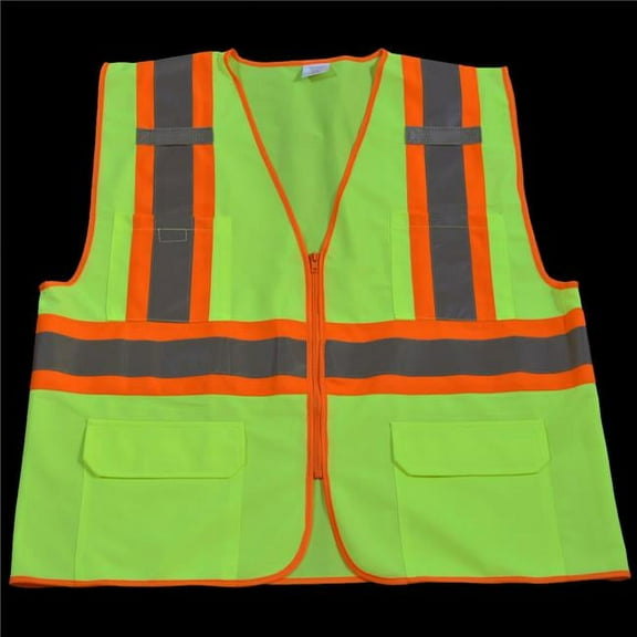 Petra Roc LV2-CB1-2X-3X Safety Vest Ansi Class Ii Lime Solid Contrast Binding, 2X & 3X