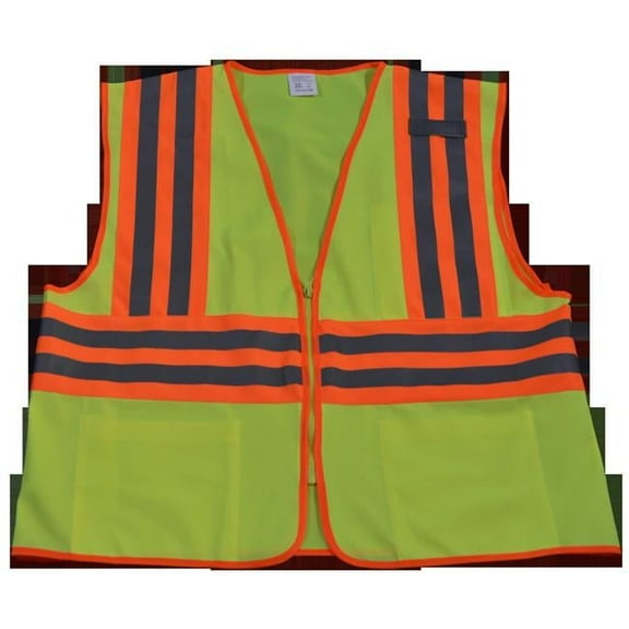 Petra Roc LV2-CB2-2X-3X Safety Vest Ansi Class Ii Lime Solid Contrast Binding 2, 2X & 3X