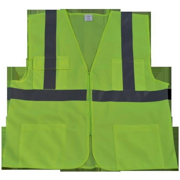 Petra Roc LV2-FSMB-2X-3X Safety Vest ANSI Class 2 Front Solid Mesh Back, Lime - 2X & 3X