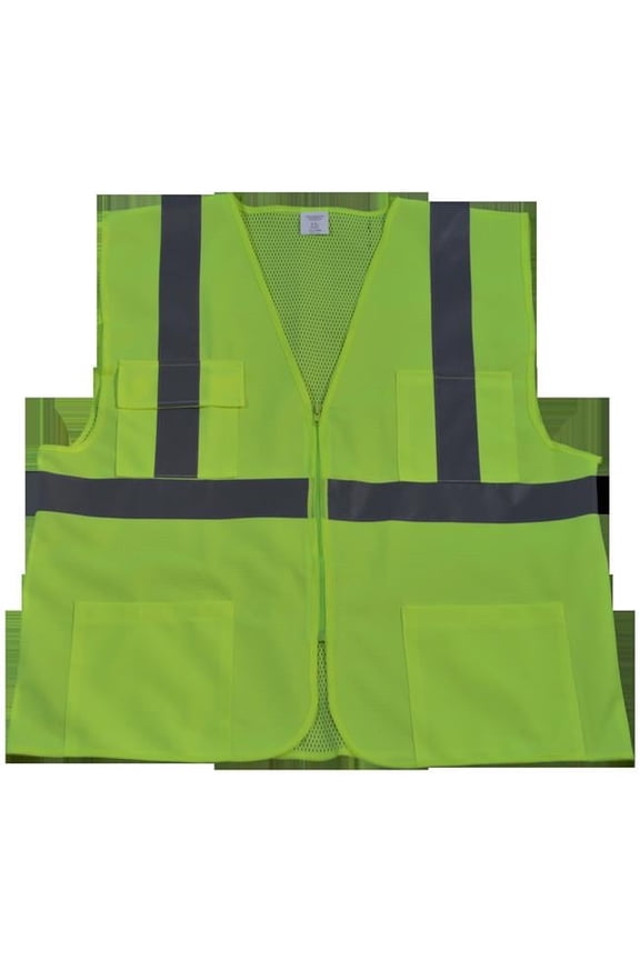 LV2-FSMB-S-M Safety Vest ANSI Class 2 Front Solid Mesh Back, Lime - Small & Medium
