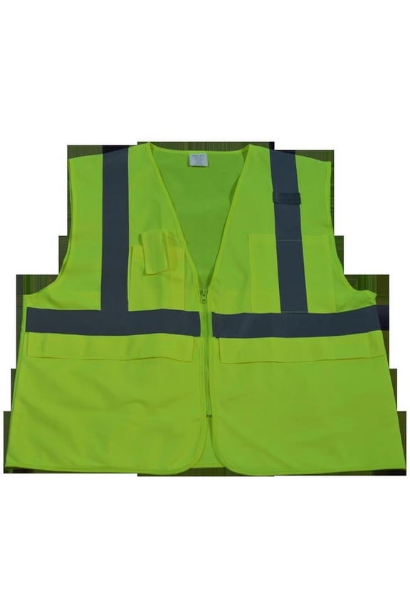 LV2-SUV-L-XL Safety Vest Ansi Class 2 Multi-Pocket Surveyors Lime Solid, Large & Extra Large