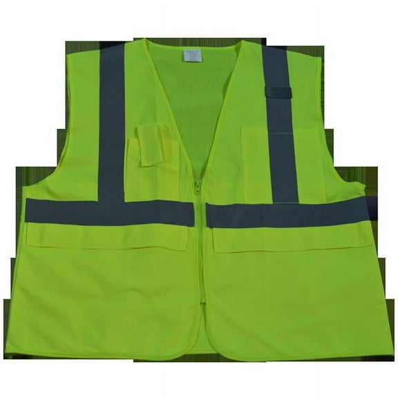 Petra Roc LV2-SUV-S-M Safety Vest Ansi Class 2 Multi-Pocket Surveyors Lime Solid, Small & Medium