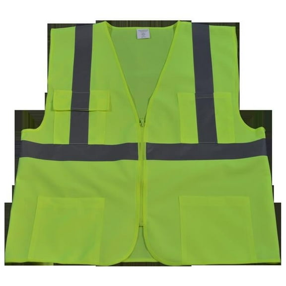 Petra Roc LV24-L-XL Safety Vest Ansi Class Ii Lime All Solid 4 Pocket, Large & Extra Large