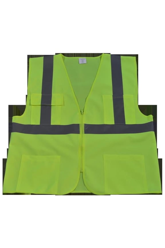LV24-S-M Safety Vest Ansi Class Ii Lime All Solid 4 Pocket, Small & Medium