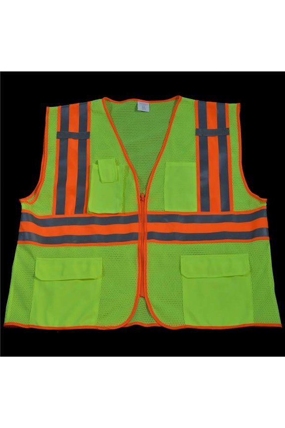 LVM2-CB2-4X-5X Safety Vest Ansi Class Ii Lime Mesh Contrast Binding, 4X & 5X