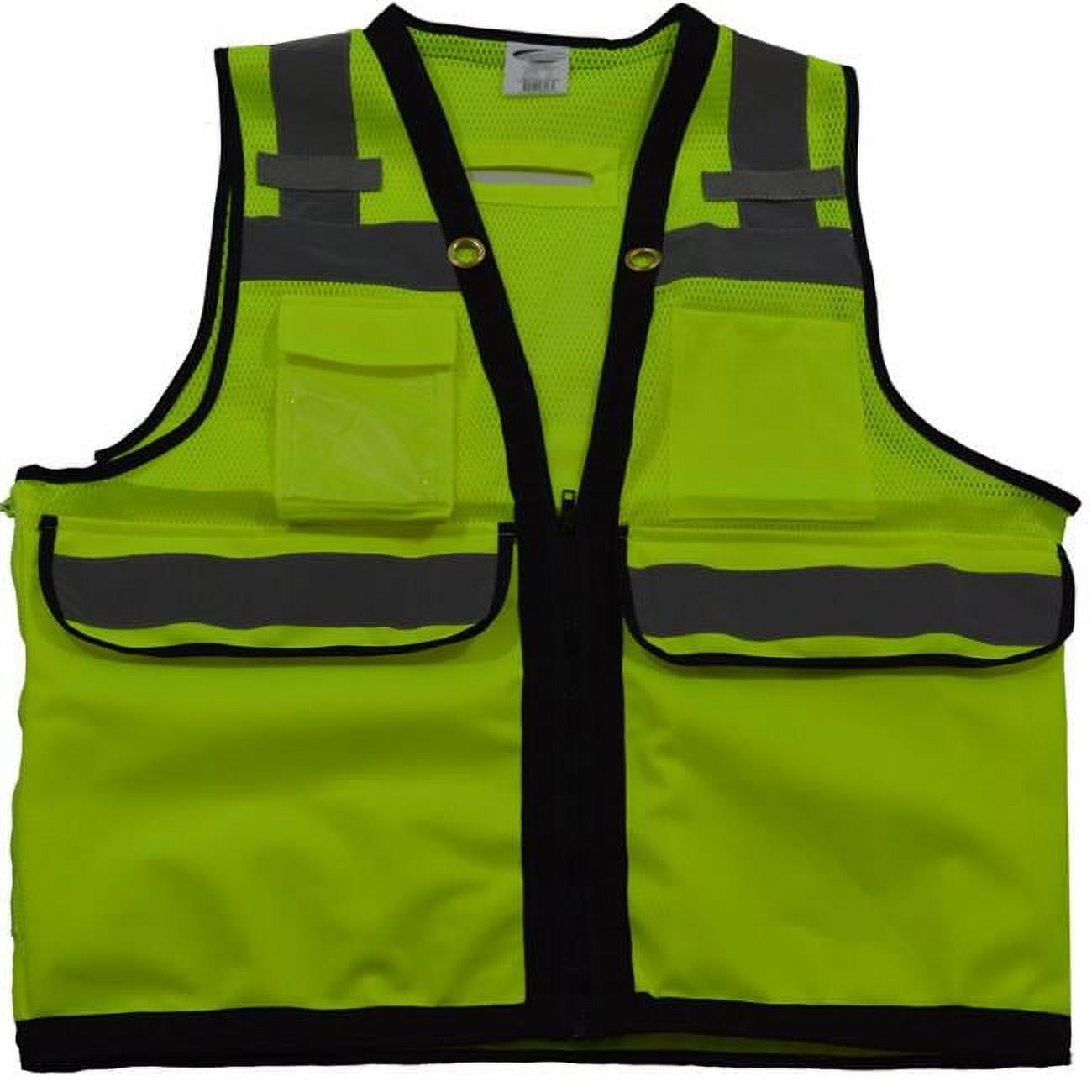 Petra Roc  ANSI-ISEA Class 2 Deluxe 8-Pocket High Visibility Heavy Duty Surveyors Safety Vest, Large