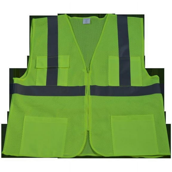Petra Roc LVM24-2X-3X Safety Vest Ansi Class 2 All Mesh 4-Pocket, Lime - 2X & 3X