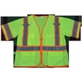 thumbnail image 1 of Petra Roc LVM3-CB1-2X-3X Safety Vest Ansi Class 3 Lime Mesh Deluxe with Orange Contrast Binding Zipper Closure 5 Pockets & 2 Mic Tab, 2X & 3X, 1 of 1
