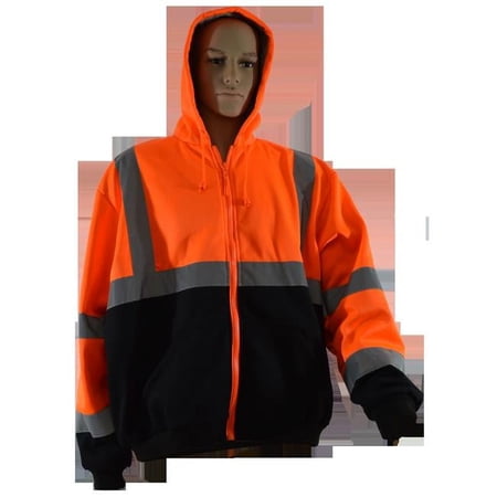 Petra Roc OBHSW-C3-S Sweatshirt Hooded Orange & Black Two Tone with Liner Ansi 107-Class 3 - 2 Slash Pockets Zipper Closure, Small